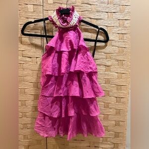 Y2K Silk Cotton Blend Bebe Pink Ruffled Halter Top size XS 2000s Coquette Girl